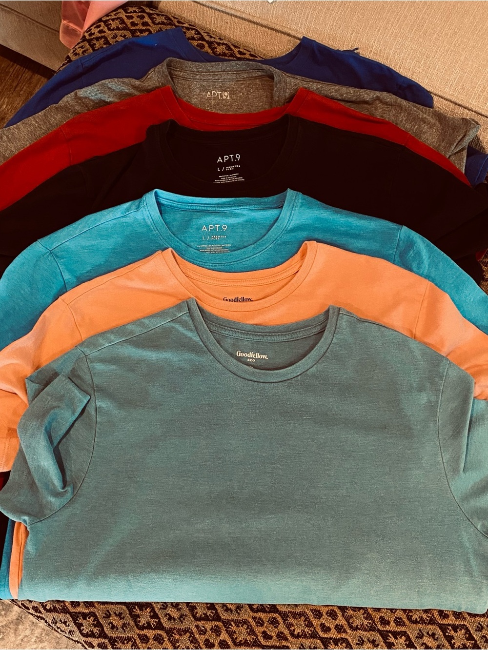 Apt. 9 Short Sleeve Tees in Teal, Peach, Turquoise, Black, Red, Gray, Blue